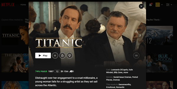 Watch Titanic (1997) on Netflix 3