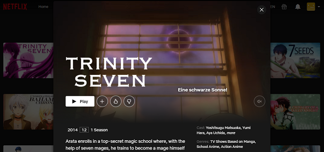 Watch Trinity Seven all Episodes on NetFlix 3