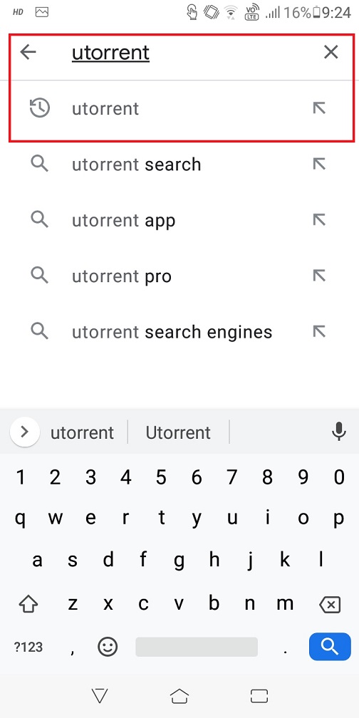Searching uTorrent on Play Store
