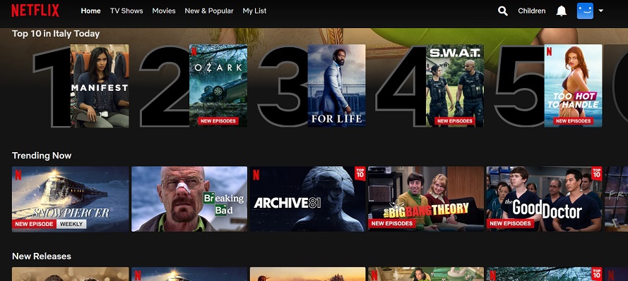 Top 10 in Italy on Netflix