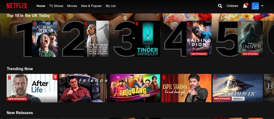 Top 10 in the UK on Netflix