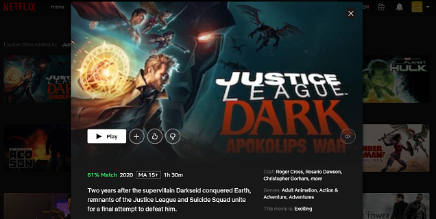 Watch Justice League Dark - Apokolips War (2020) on Netflix 3