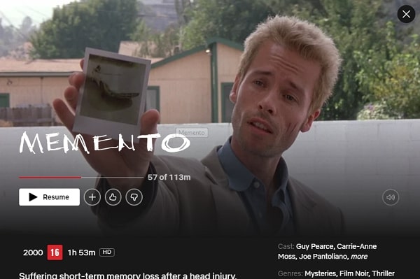 Watch Memento on Netflix From Anywhere in the World