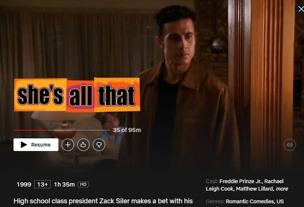 Watch She's All That on Netflix From Anywhere in the World