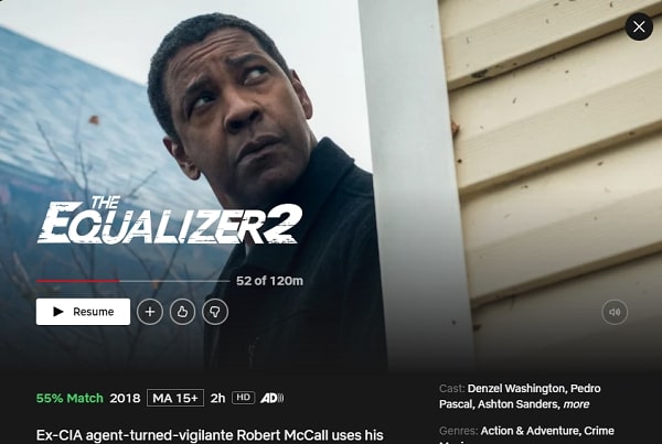Watch The Equalizer 2 on Netflix From Anywhere in the World
