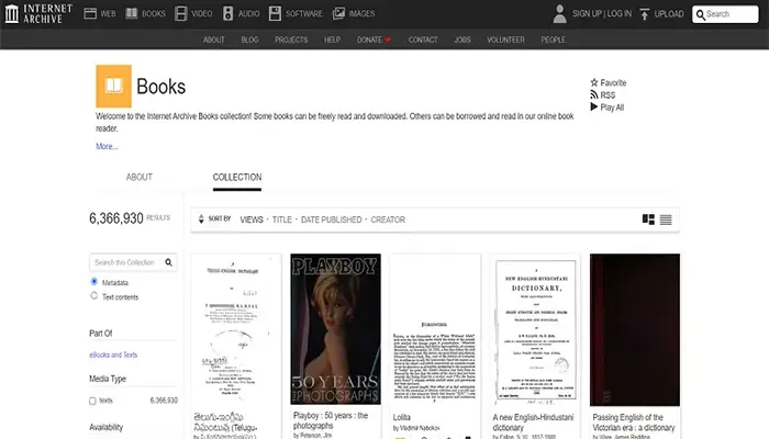 Arquivo da Internet - Coleção massiva de e-books
