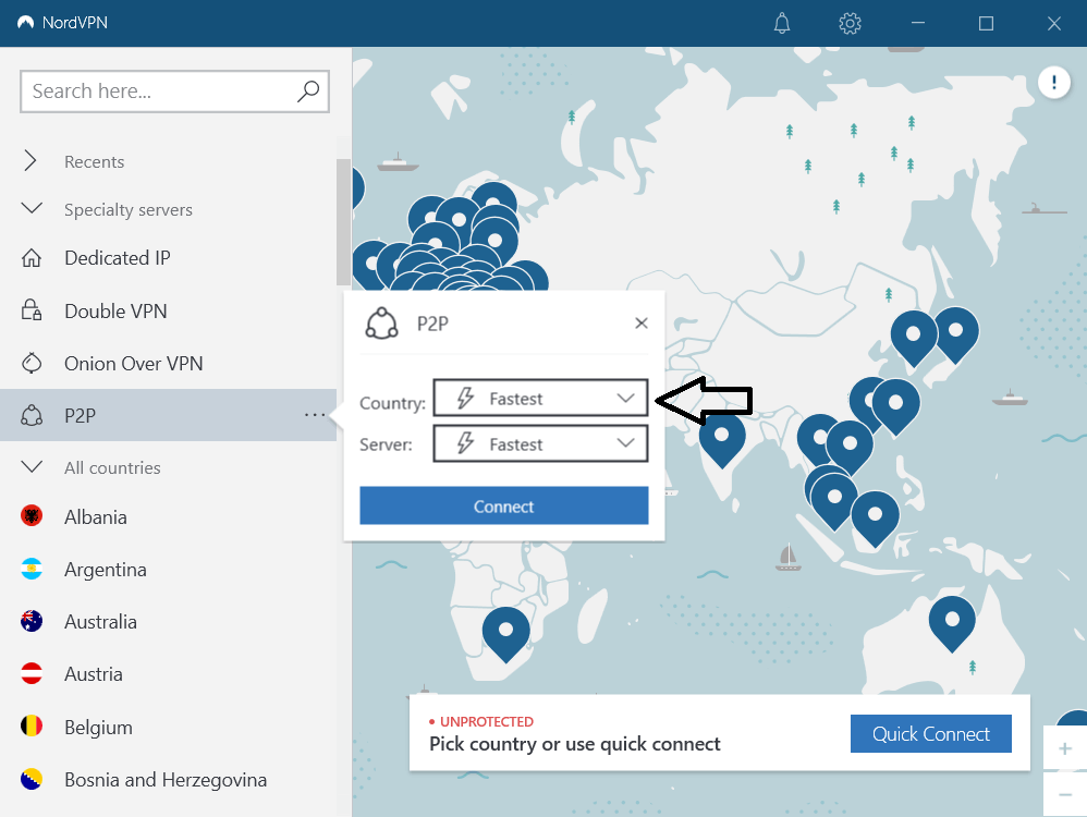 Server P2P in NordVPN