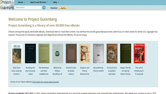Projeto Gutenberg- Rastreador de e-book gratuito mais antigo
