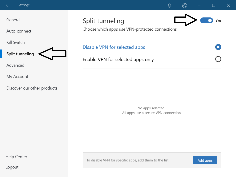 Split Tunneling in NordVPN