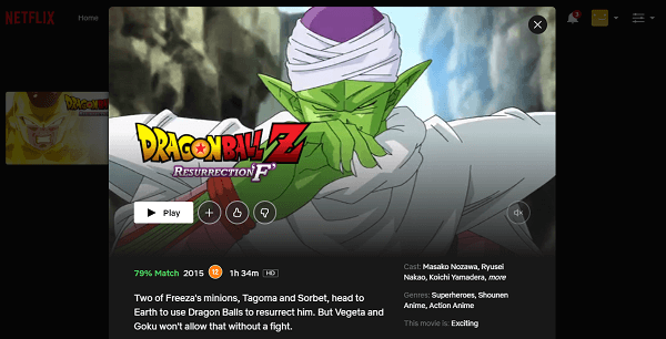 Watch Dragon Ball Z Resurrection Of F