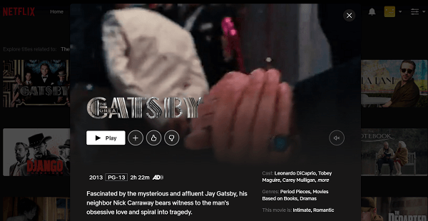 Watch The Great Gatsby (2013) on Netflix 3