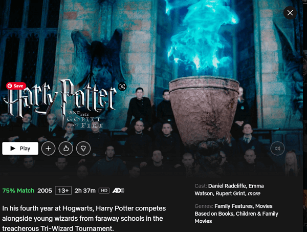  Harry Potter and the Goblet of Fire on Netflix 