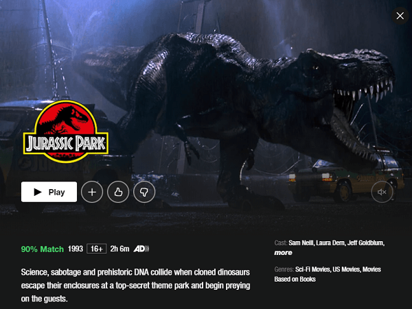 Watch Jurassic Park (1993) on Netflix