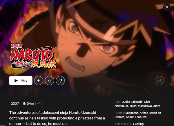 Watch Naruto Shippuden: The Movie (2007) on Netflix 