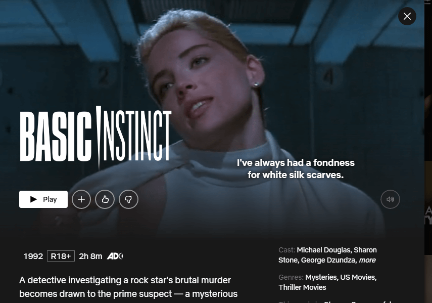 Watch Basic Instinct on Netflix