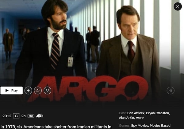 Watch Argo (2012) on Netflix