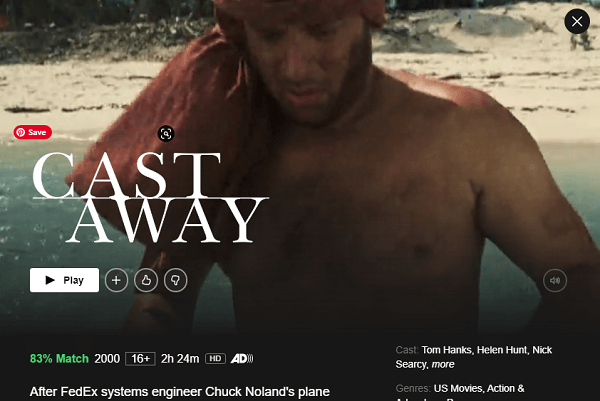 Watch Cast Away (2000) on Netflix