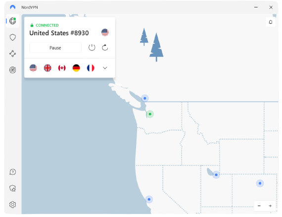 Connesso al server NordVPN USA