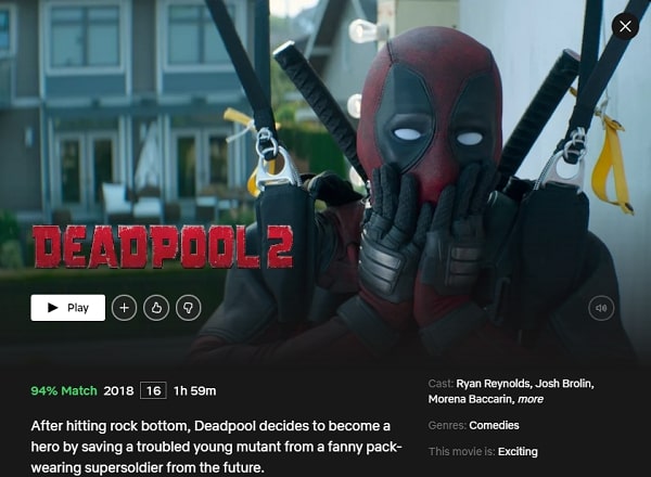 Watch Deadpool 2 (2018) on Netflix