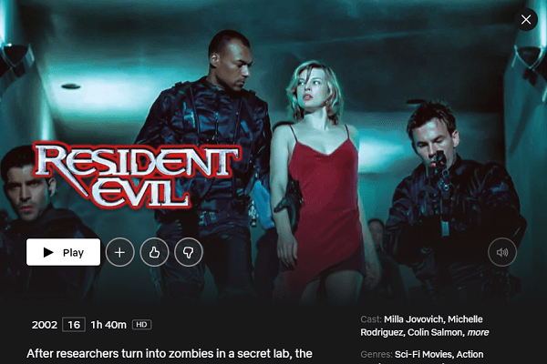 Watch Resident Evil (2002) on Netflix