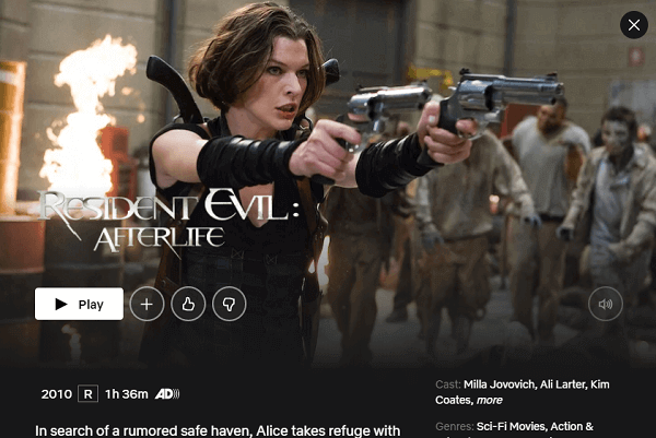 Watch Resident Evil: Afterlife (2010) on Netflix