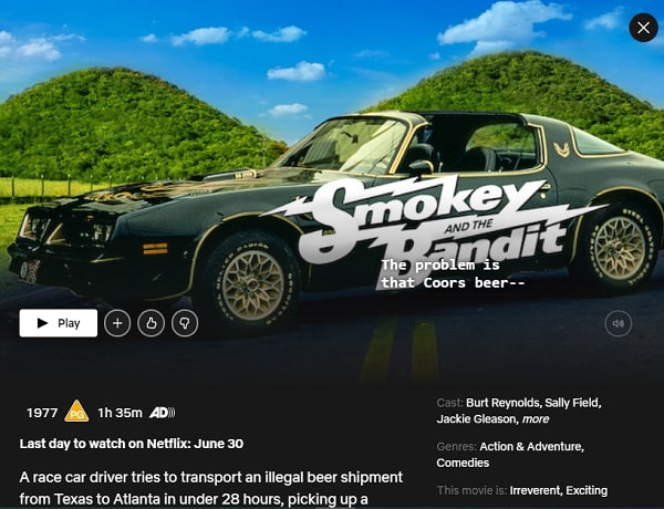 Watch Smokey and the Bandit (1977) on Netflix