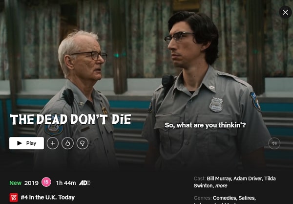 Watch The Dead Don't Die (2019) on Netflix