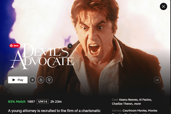 Watch The Devil's Advocate (1997) on Netflix