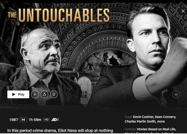 Watch The Untouchables (1987) on Netflix