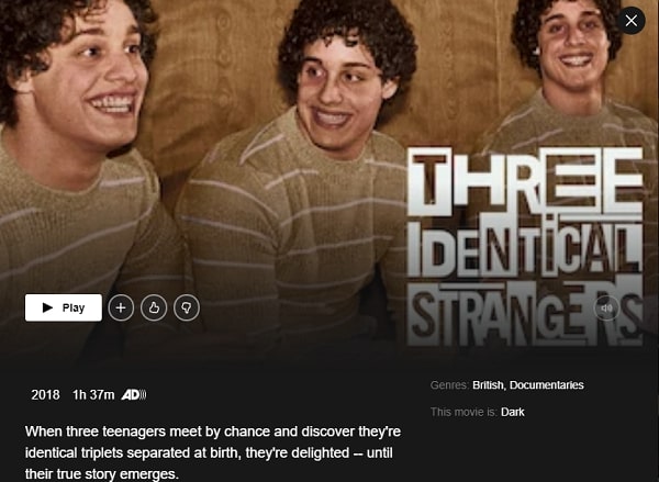 Watch Three Identical Strangers (2018) on Netflix