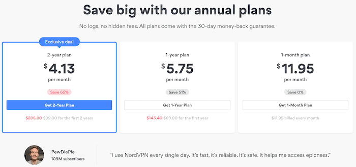 NordVPN pricing june 2021