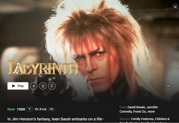 Watch Labyrinth (1986) on Netflix