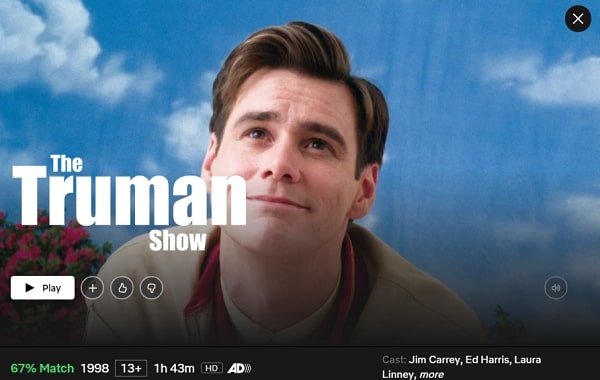 Watch The Truman Show (1998) on Netflix