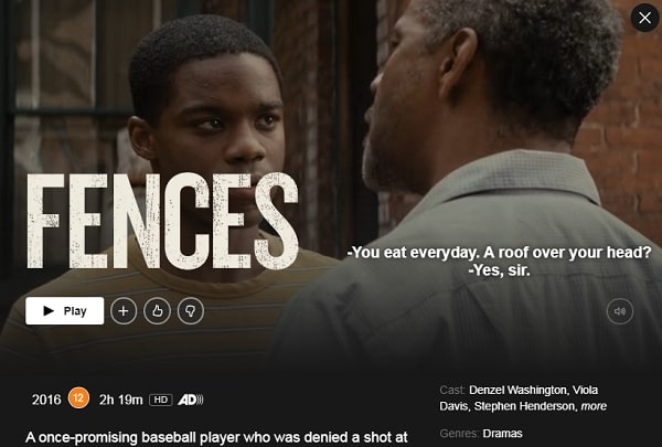 Watch Fences (2016) on Netflix