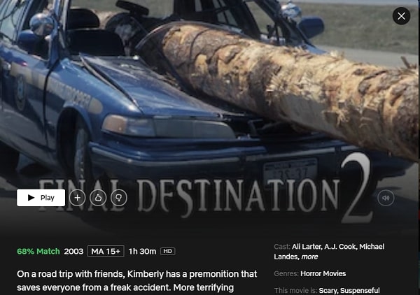 Watch Final Destination 2 (2003) on Netflix