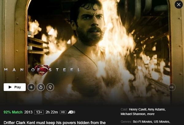 Watch Man of Steel (2013) on Netflix