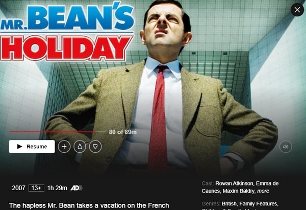 Watch Mr. Bean's Holiday (2007) on Netflix