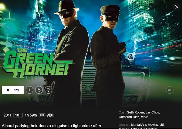 Watch The Green Hornet (2011) on Netflix