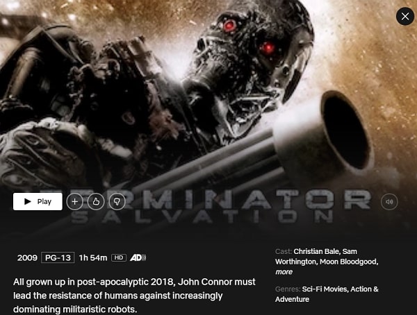 Watch Terminator: Salvation (2009) on Netflix