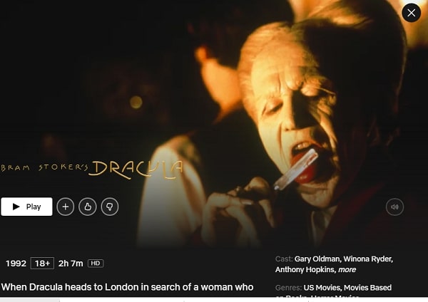 Watch Bram Stoker's Dracula (1992) on Netflix
