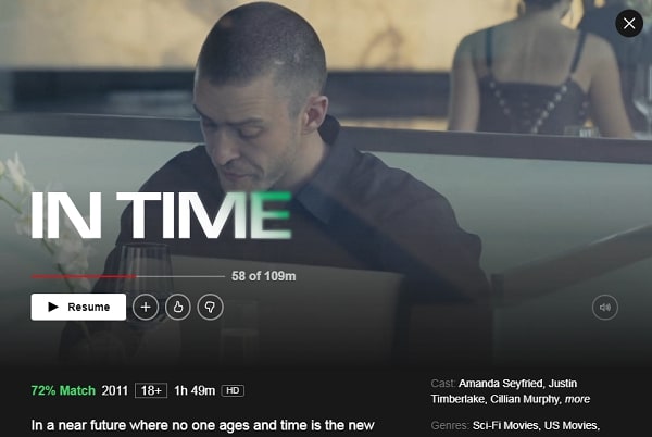 Watch In Time (2011) on Netflix