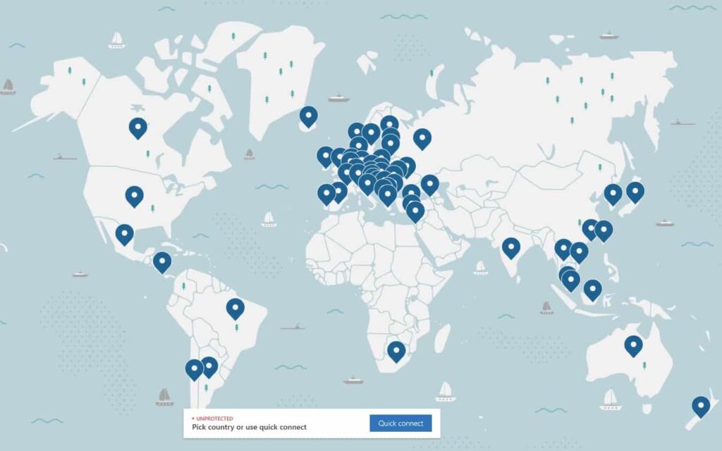 Mappa del server NordVPN