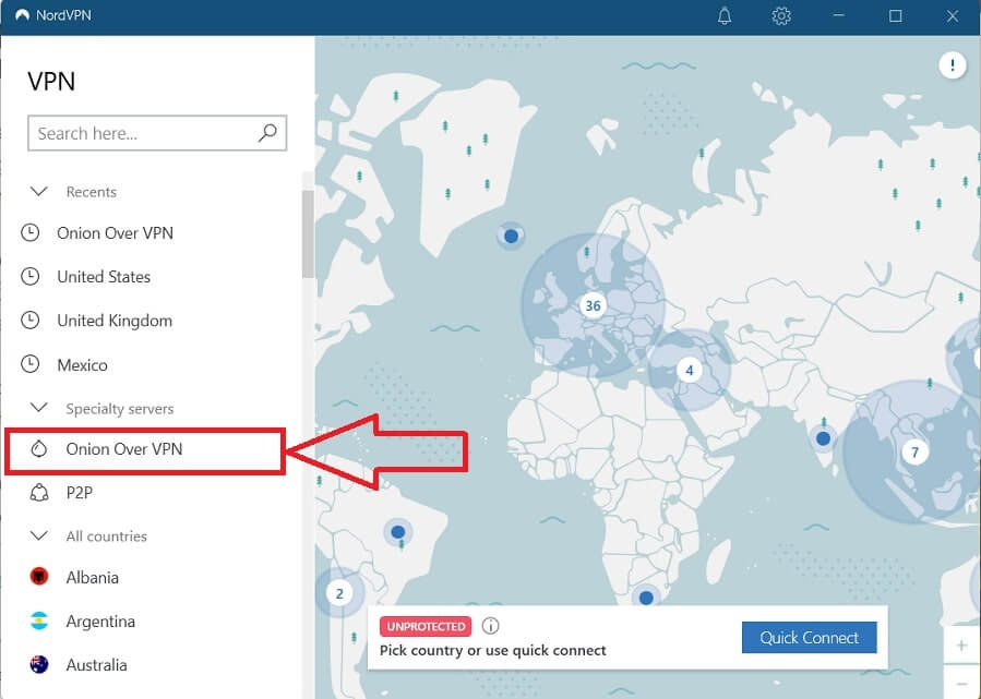 Onion over VPN setting 