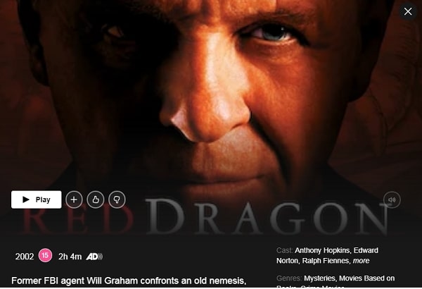 Watch Red Dragon (2002) on Netflix