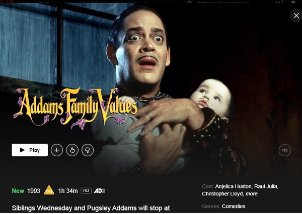 Watch Addams Family Values (1993) on Netflix