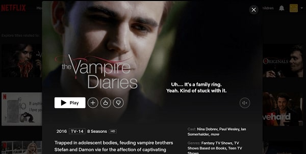 Watch The Vampire Diaries on Netflix 3