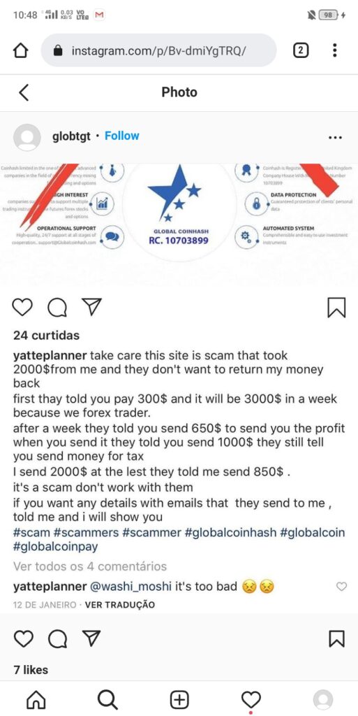 Fake investment offer Instagram scam