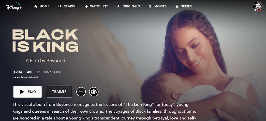 Watch Black Is King on Disney+