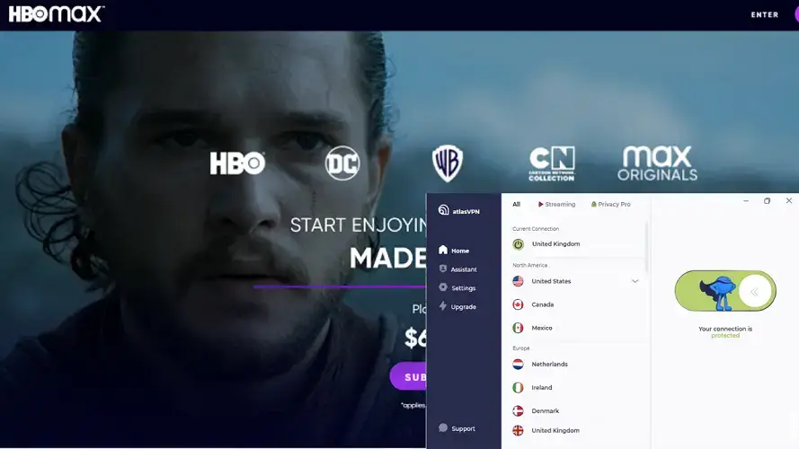 HBO Max unblocked by AtlasVPN (1)