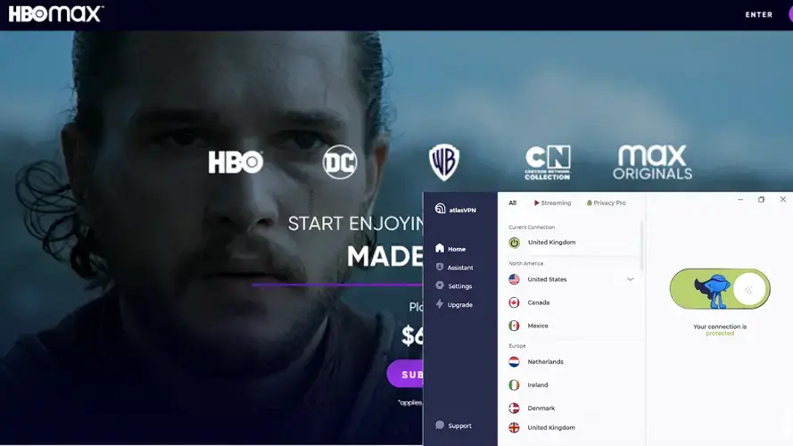 HBO Max débloqué par AtlasVPN (1)